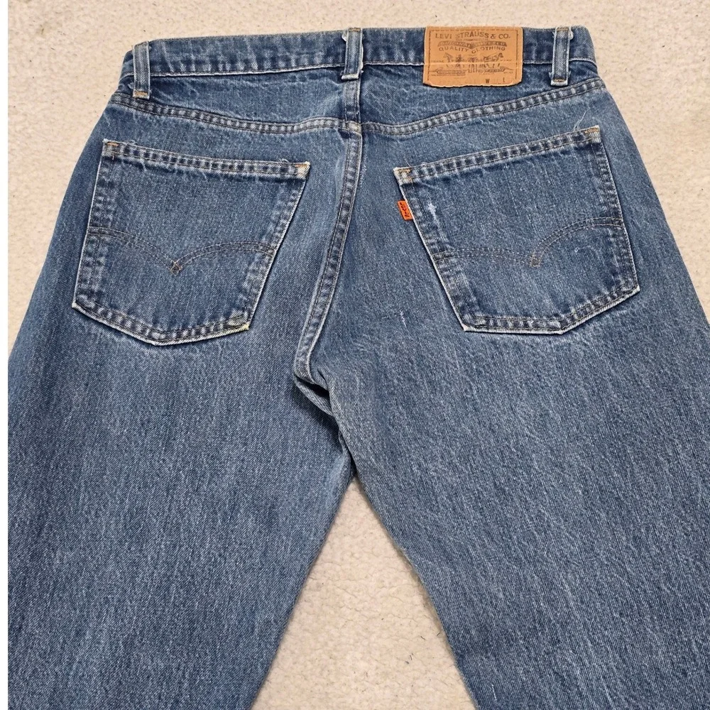 Vintage Levis 505 Orange Tab Jeans Men 31x30 Blue Denim Straight Leg Made in USA